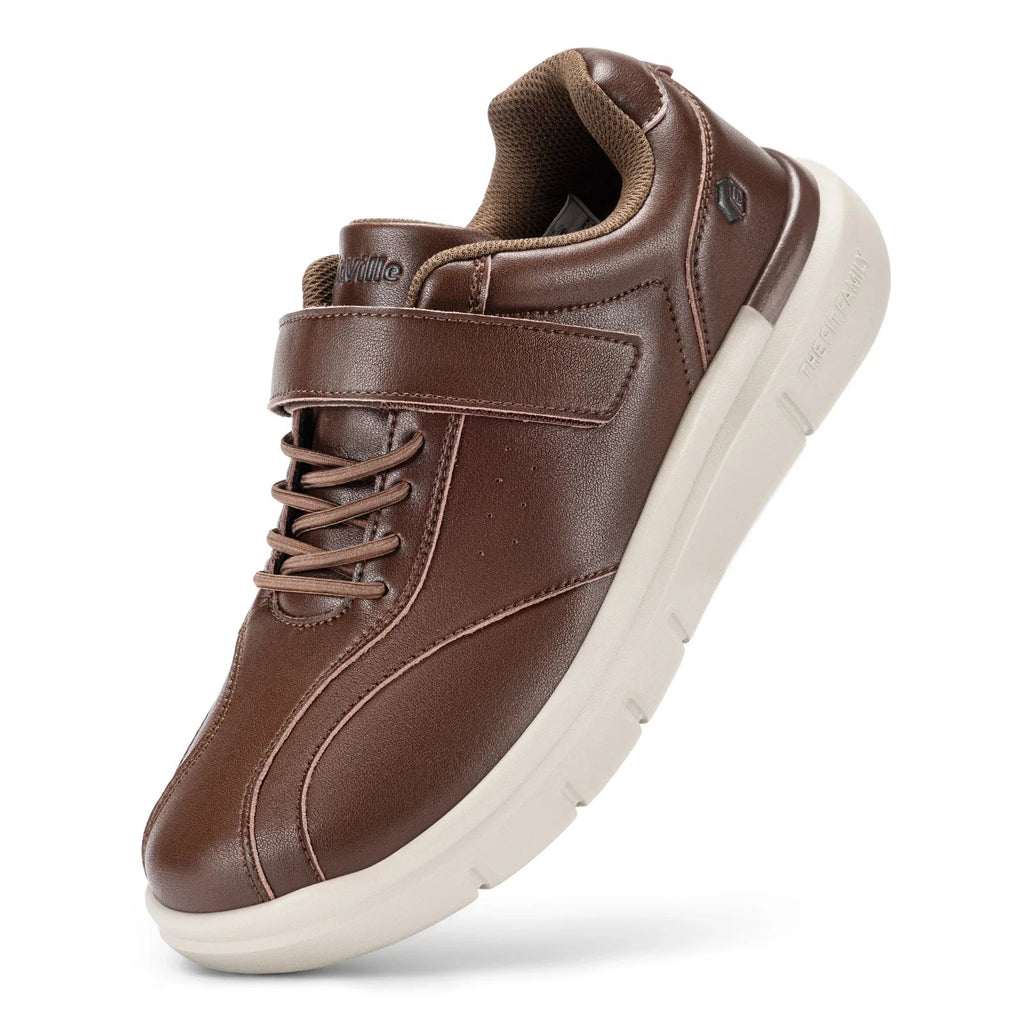 Men Wide Walking Shoes Casual Oxford Shoe Comfortable Lightweight Arch Support Non-Slip Leather Business Sneakers