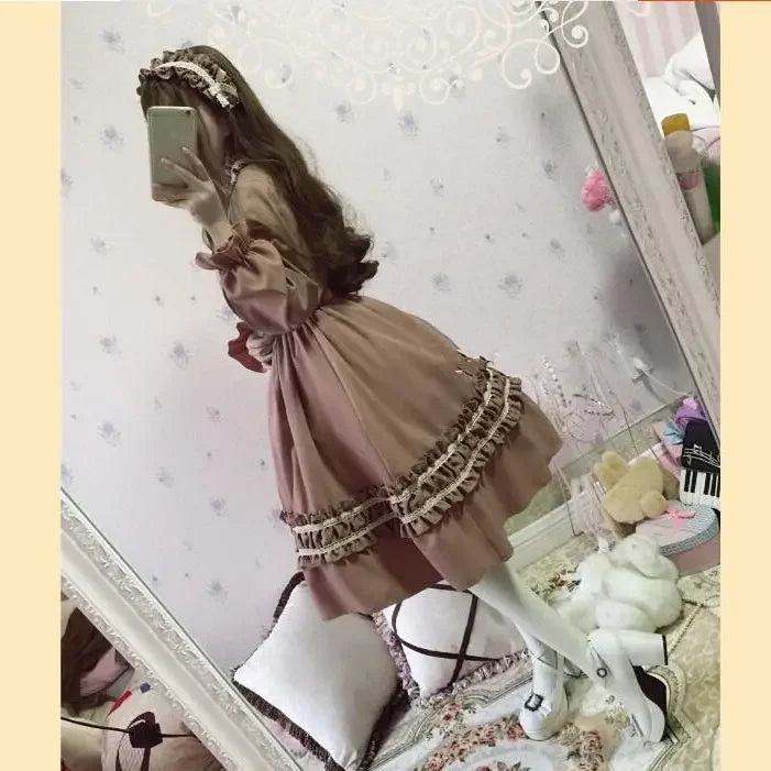 فستان لوليتا الياباني كاواي اللطيف على طراز هاراجوكو