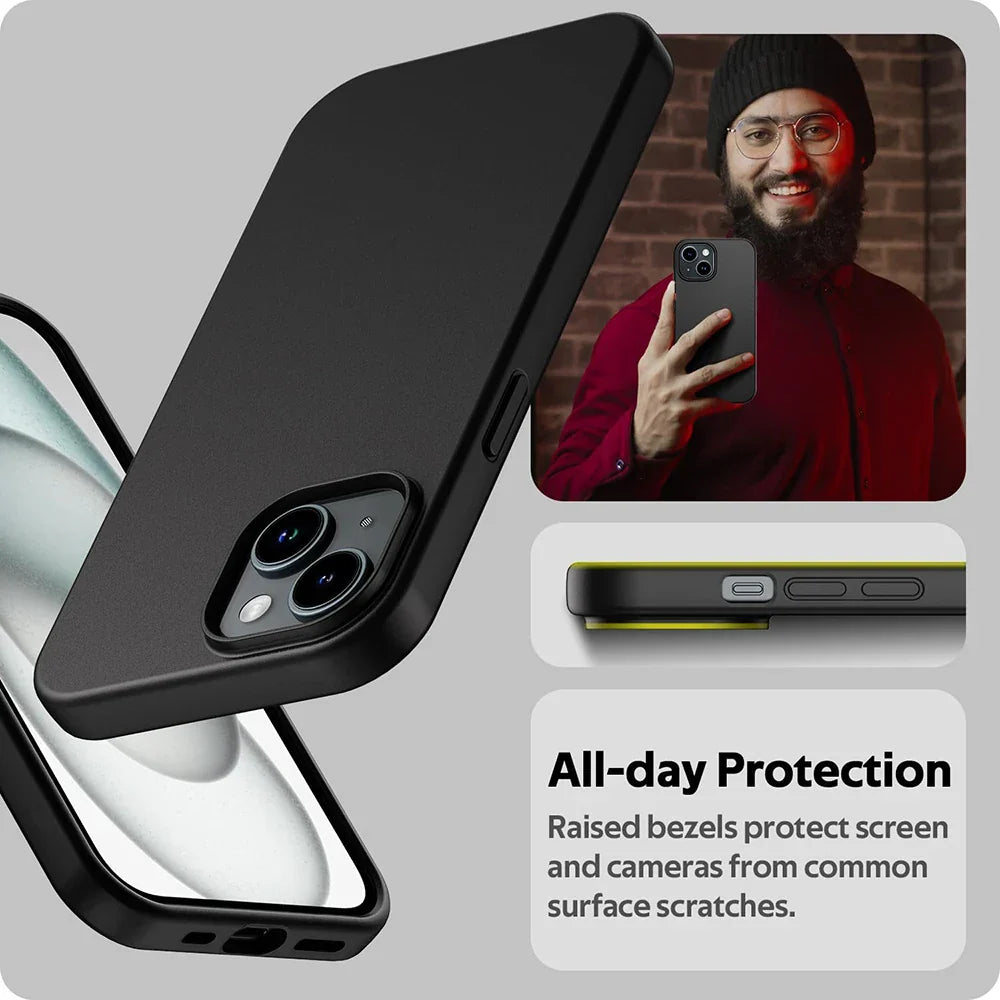 Ultra Thin Matte Silicone Soft TPU Case For iPhone 16 15 14 Plus 13 12 Mini 11 Pro XS Max X XR SE 2 3 7 8 Plus Solid Black Cover