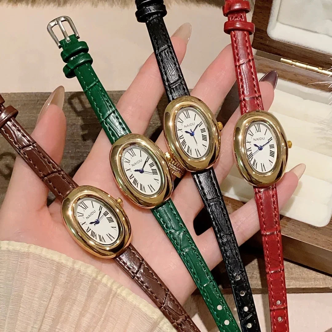 Fashion Oval Dial Women's Watch Casual Leather Band Analog Quartz Watches Female Wristwatch Dropshipping Clock Reloj De Mujer