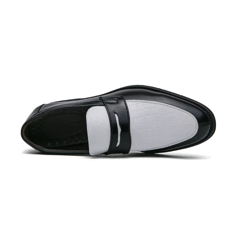 Fashion Color Mixed Mens Party Loafers Black White Business Leather Shoes Luxury Goods Summer New Coffee White Slip-On Shoes
