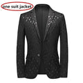 Classic Black Jacquard Suit Male Business Casual Coat Fashion Men Wedding Party Tuxedo Dress Blazers Slim Fit Tops
