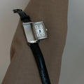 2025 Hot Sale Retro Niche Temperament Slide Design Leather Quartz Square Exquisite and Versatile Digital Watch 21mm