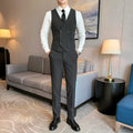 ( Vest + Pants) Men Double Breasted Striped Suit Vest 2 pieces Fashion Business Slim Fit Wedding Dress Sleeveless Vest Sets
