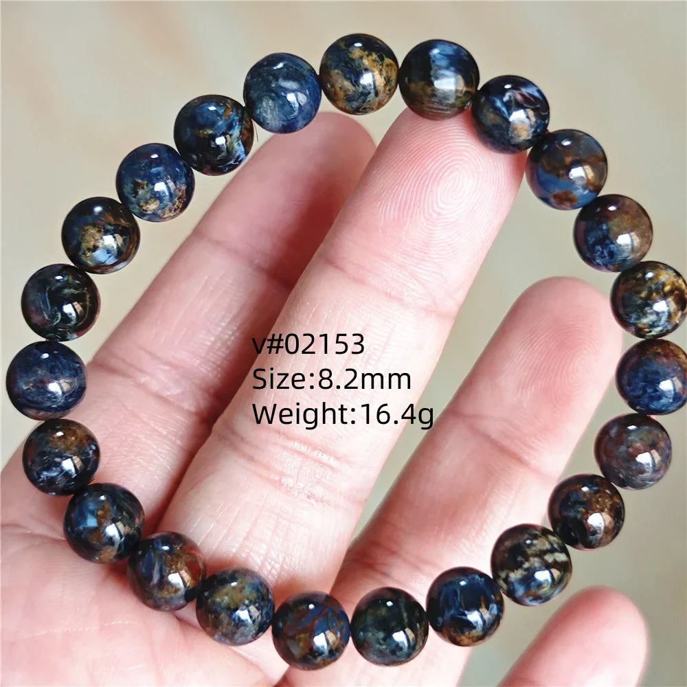 Natural Blue Pietersite Bracelet Women Men Beads Round Beads Chatoyant Cat Eye Fire Pietersite Namibia AAAAAA