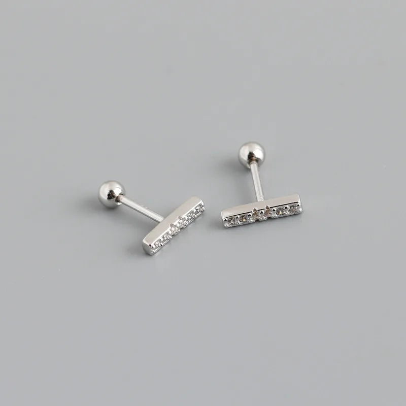 925 Sterling Silver Fashion Korean Petal Screw Bead Stud Earrings for Women Charm Ear Bone Piercing Jewelry Accessories