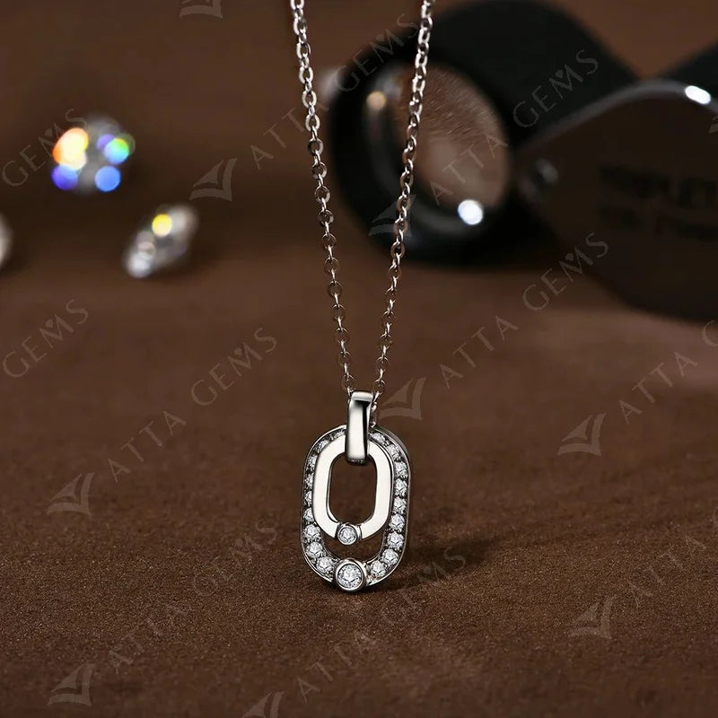 2024 Luxury Round Cut 2.2mm Moissanite Pendant Necklace For Women 925 SIlver Sparkling Wedding Party  Fine Jewelry Gift