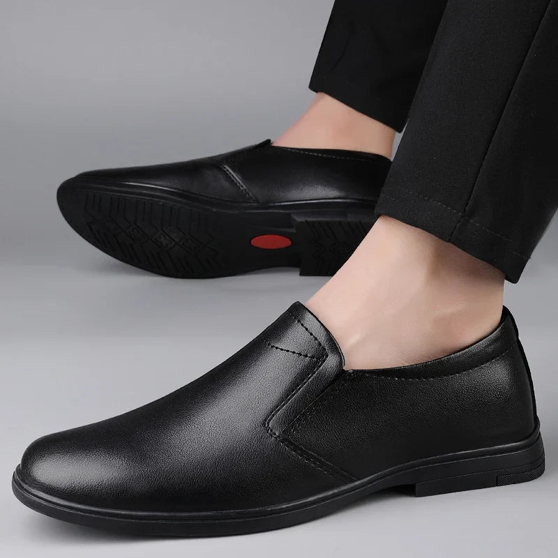 Casual Lightweight Men's Genuine Leather Loafers All-match Fashion Business Shoes Comfortable Men's Walking Shoes Mens Flats