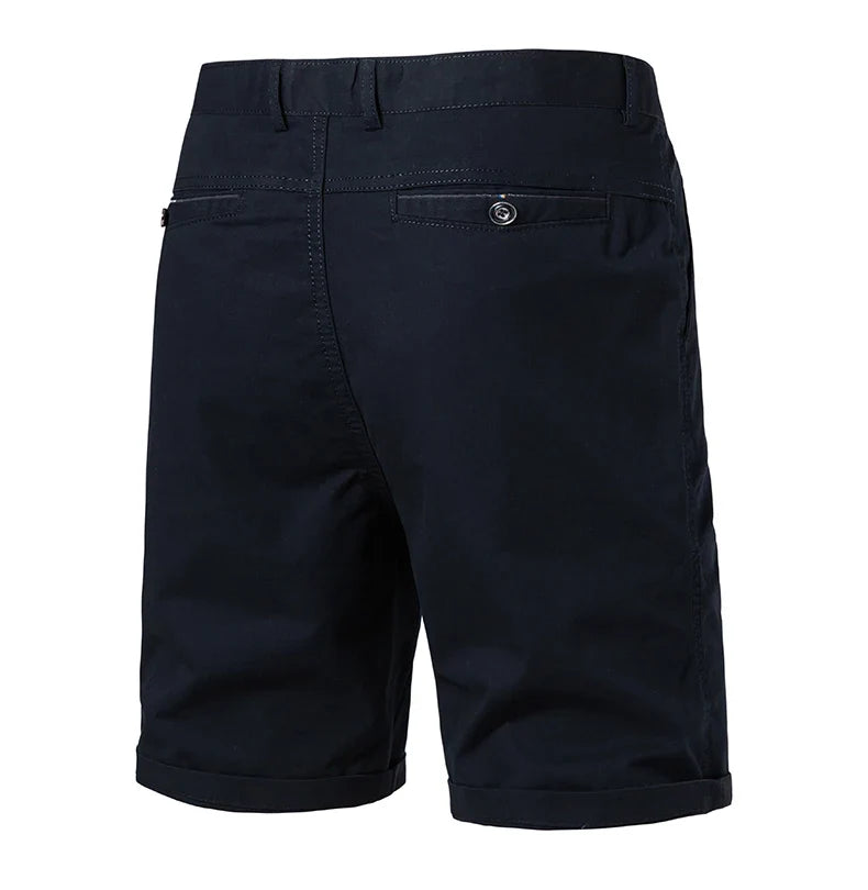 Classic Mens 100% Cotton Casual Shorts Khaki Grey Navy Black Knee Shorts American Style Streetwear Golf Shorts
