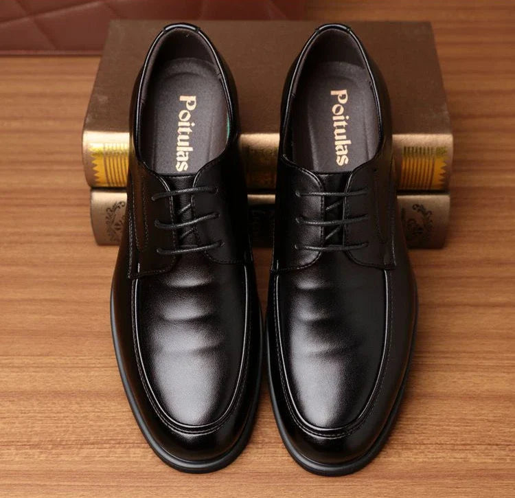 Office Men's Leather Derby Shoes Flat Black Male Casual Shoe Lace Up New in Promotion Adults Fashion 2025 Classic Original Trend