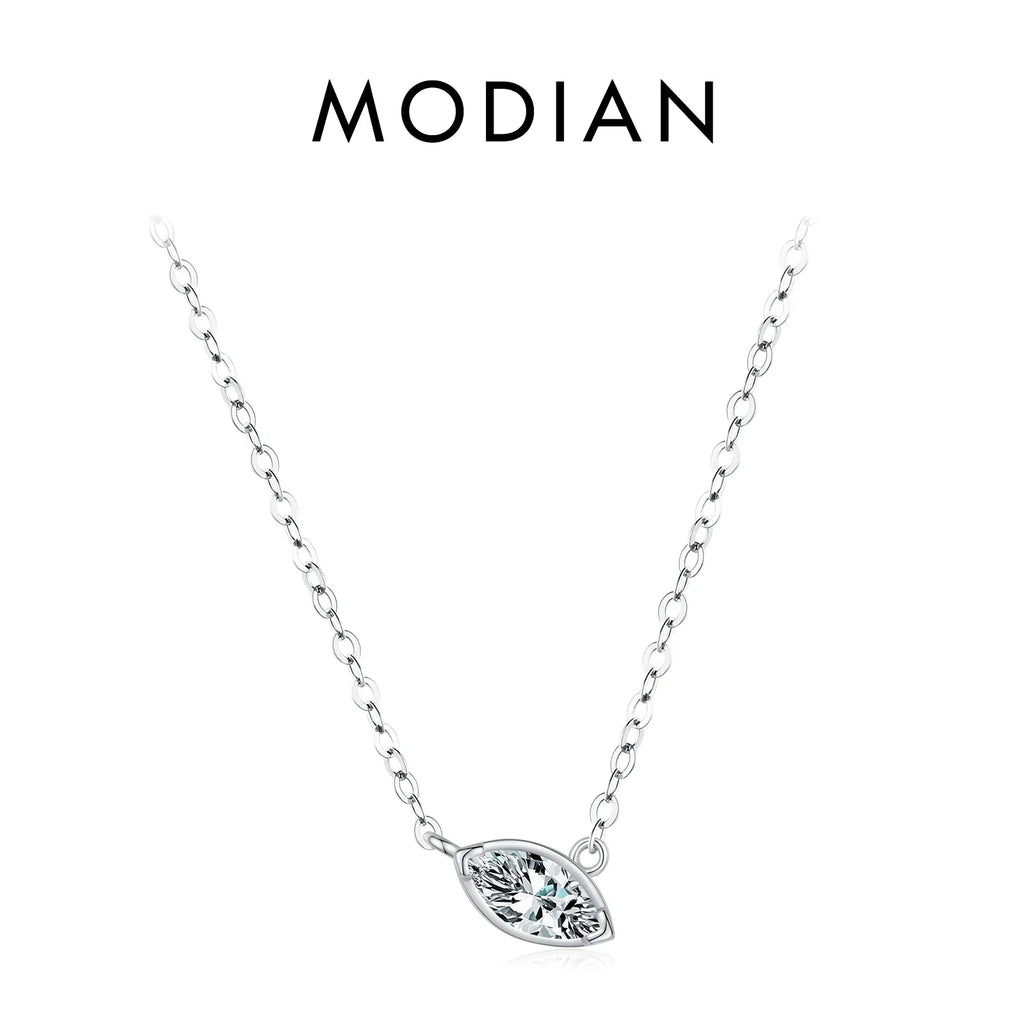 925 Sterling Silver Geometric Cubic Zirconia Pendant Necklace Fashion Stackable Asymmetrical Jewelry For Women Fine Gifts