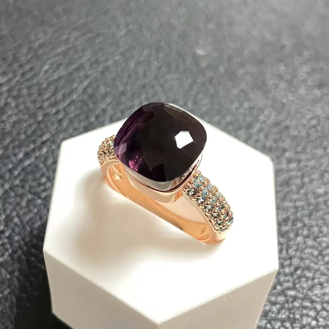 10.6mm Topaz Ring For Women Inlay Light Blue Zircon Candy Water Drop Crystal Ring Rose Gold Plated Jewelry Gift