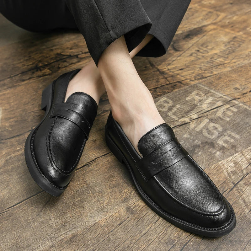 Black Men Loafers Soft Moccasins High Quality Spring Autumn Genuine Leather Shoes Men Business Office Dress Shoes Zapatos