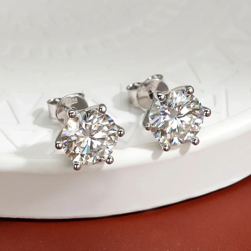 Moissanite Stud Earrings D Color 0.5-2 Carat 925 Sterling Silver Gold Plated Moissanite Earrings For Women Wedding Party