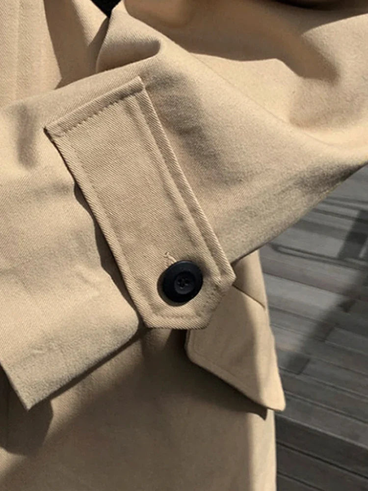 Spring Autumn Long Oversized Black Khaki Trench Coat Men Raglan Sleeve Single Breasted Loose Casual Korean Fashion