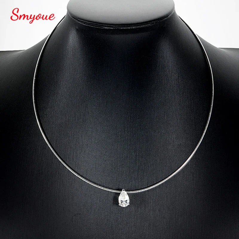 Pear Cut 3-5CT 100% Real Moissanite Necklace for Women Luxury Jewelry 1.5mm Chain Pendant 925 Sterling Silver Plated 18K