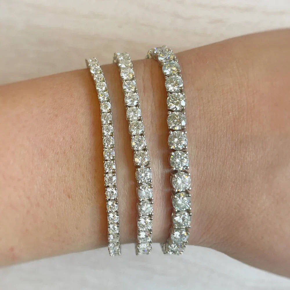 2-5mm D Color Full Moissanite Tennis Bracelet for Women Men S925 Silver Plated 18k White Gold Hidden Buckle Bracelet GRA Jewelry