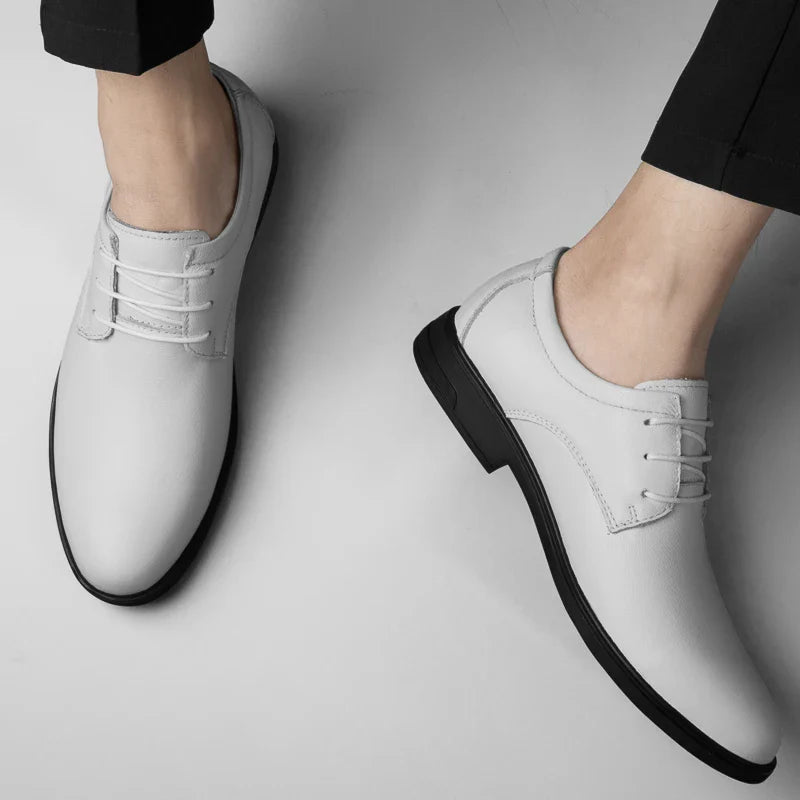 2024 Man Cow Leather Shoes Rubber Sole Casual Men's Shoes Formal Office Business Dress Genuine Leather Oxfords Wedding Shoes