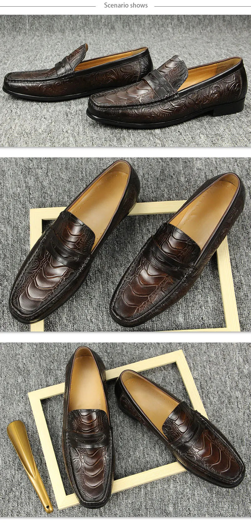 High Quality Casual One-step Loafers Genuine Leather Classic Leather Shoes Gentleman Dress Shoes Vintage Sapato Social Masculino