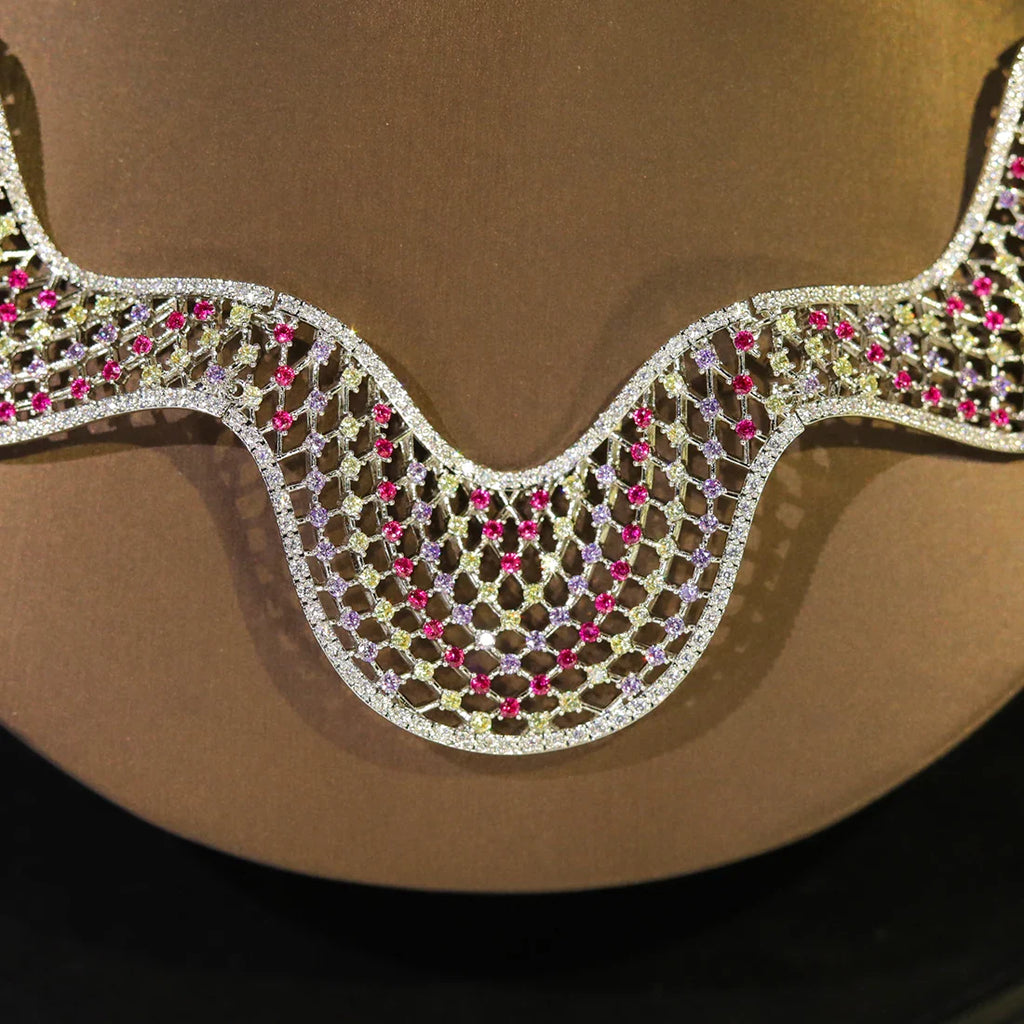 Fashion Wavy Colorful Necklace Luxury Cubic zirconia Jewelry Set For Women Dubai Bride Suitable Wedding Balls Accessories
