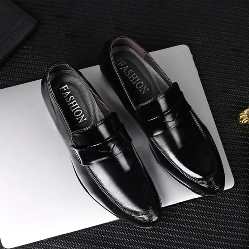 Business Pointed Toe Men's Formal Loafers Shoes Spring Autumn New Legitimate Leather Footwear Cheap Clearance Social Shoe Male