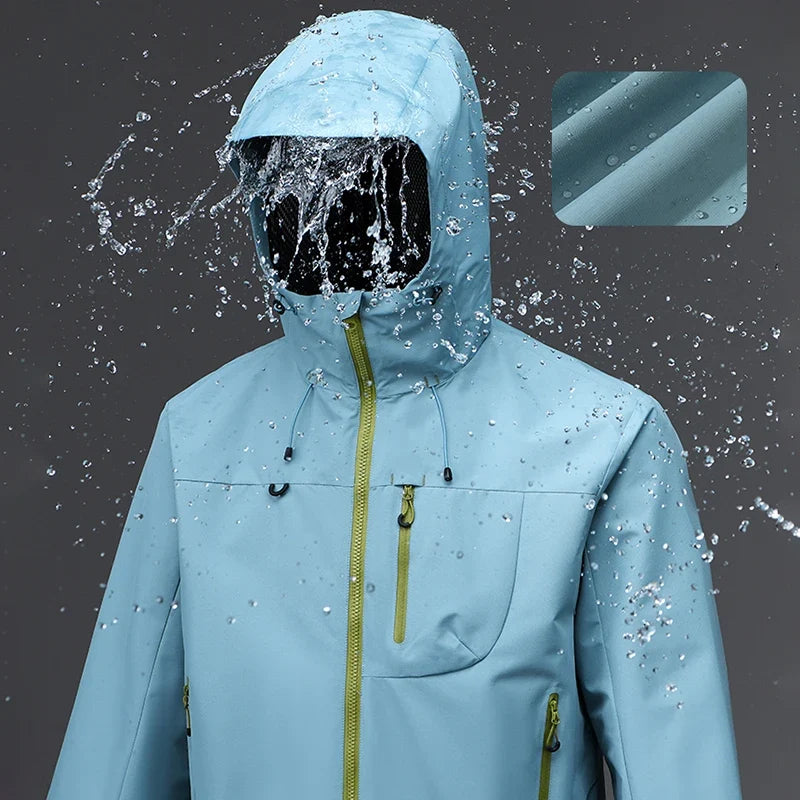 Men's Outdoor Jacket Waterproof Windbreaker Sports Climbing Trekking Multiple Pockets Skiing Softshell Zipper Hooded Jackets