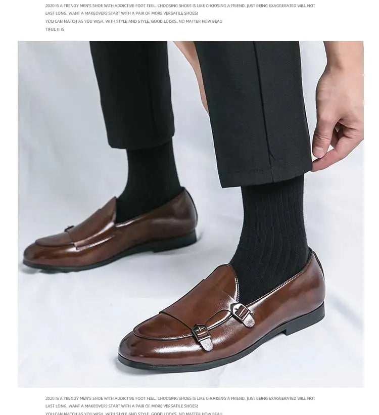 Man Leather Shoes Formal Monk Man Business Office Male Casual Dress Derby Shoes Buckle Wedding Party Luxury Botas Para Hombre