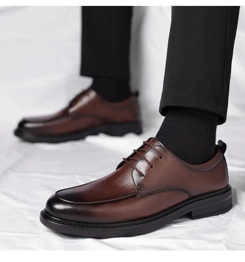 Big Size Elevator Shoes Men Leather Shoes Height Increasing Shoes For Man Increase Insole 6-8CM Invisible Heightening Lift Shoes