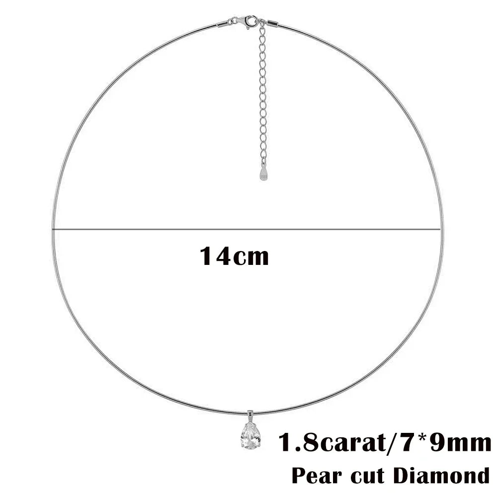 1.8carat Solitaire Pear Cut Moissanite Diamond Pendant Necklace 925 Sterling Silver Waterdrop Shape Necklaces Choker for Women