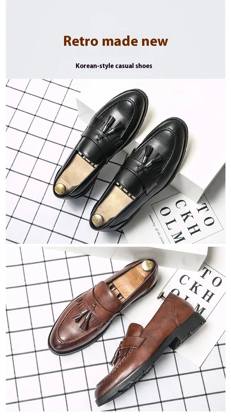 Tassel vamp loafers all match youth suit beamers men Korean version of British men's shoes best man shoes fashion