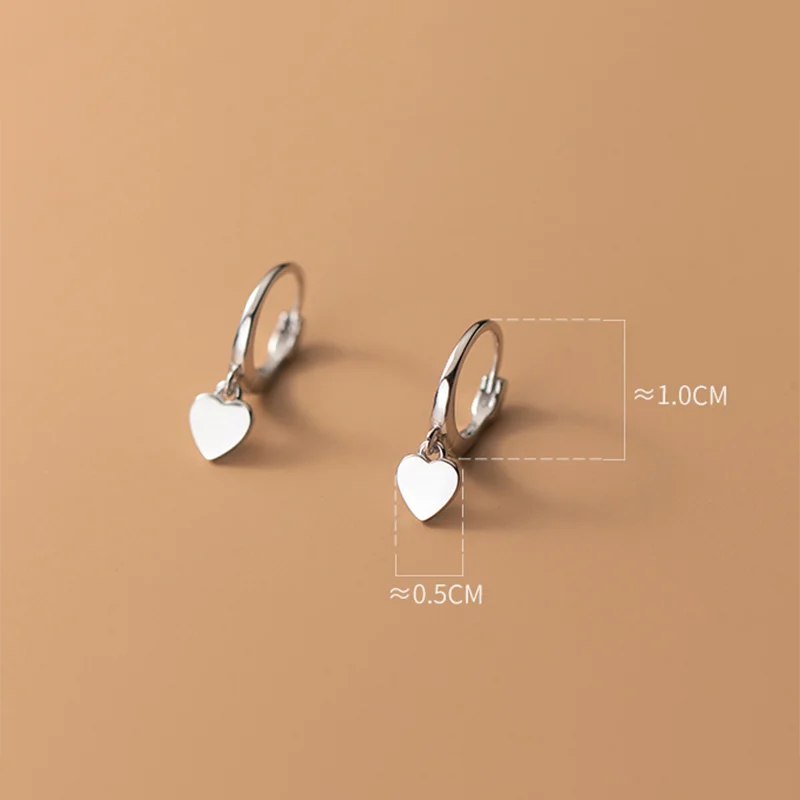 925 Sterling Silver INS Minimalism Sweet Love Heart CZ Zircon Hoop Earrings For Women Girl Small Ear Buckle Jewelry Gift