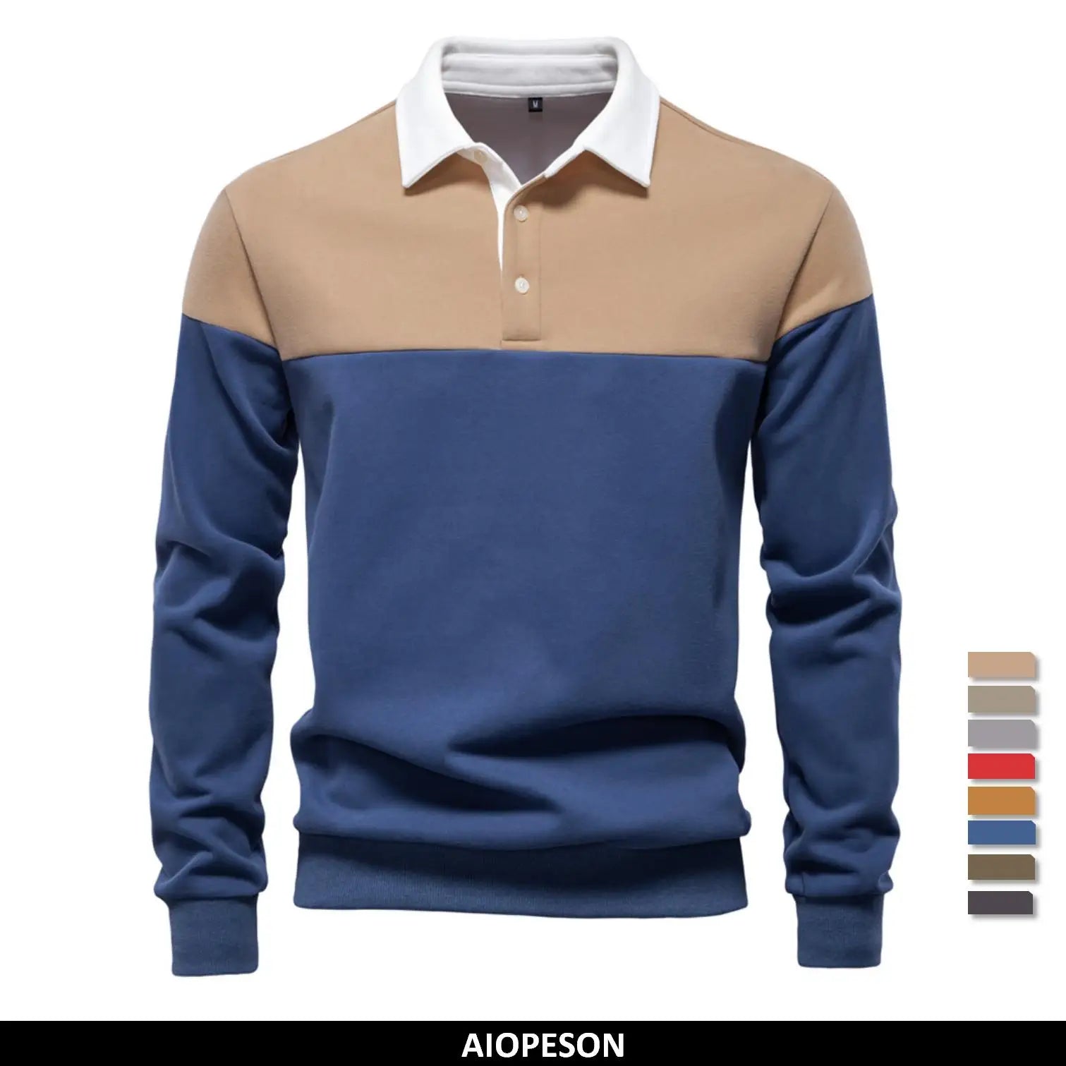 Men's Premium Cotton Sweatshirt Color Block Sweatshirt Long Sleeve Business Casual Social Sweatshirt
