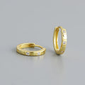 925 Sterling Silver Simple Stripes Shiny Zircon Huggies Hoops Earrings for Women Fashion Unisex Punk Jewelry Ear Buckle
