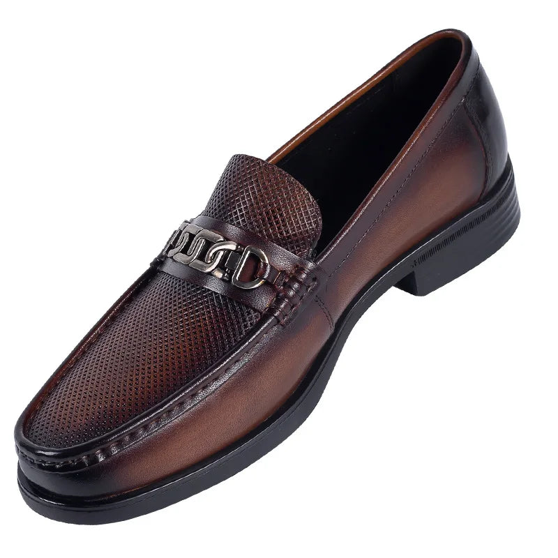 New 2025 Summer Men Genuine Leather Formal Business Loafers Slip On Retro Breathable Men Leather Moccasins Shoes