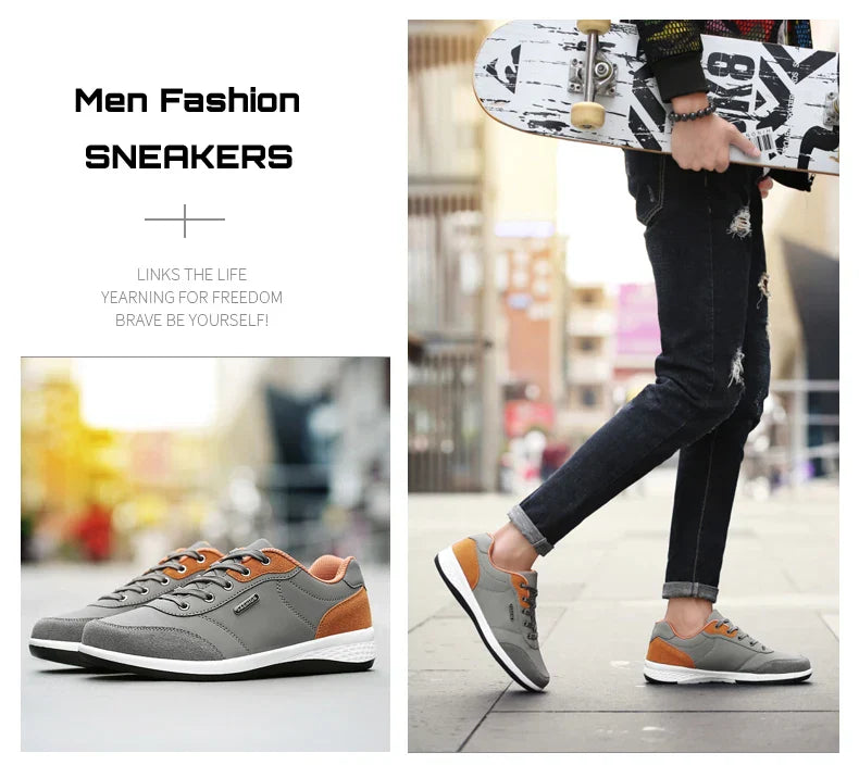 Men Shoes Spring Autumn Waterproof Walking Sneakers Leisure Male Leather Sports Shoes Non-Slip Footwear Tennis for Men