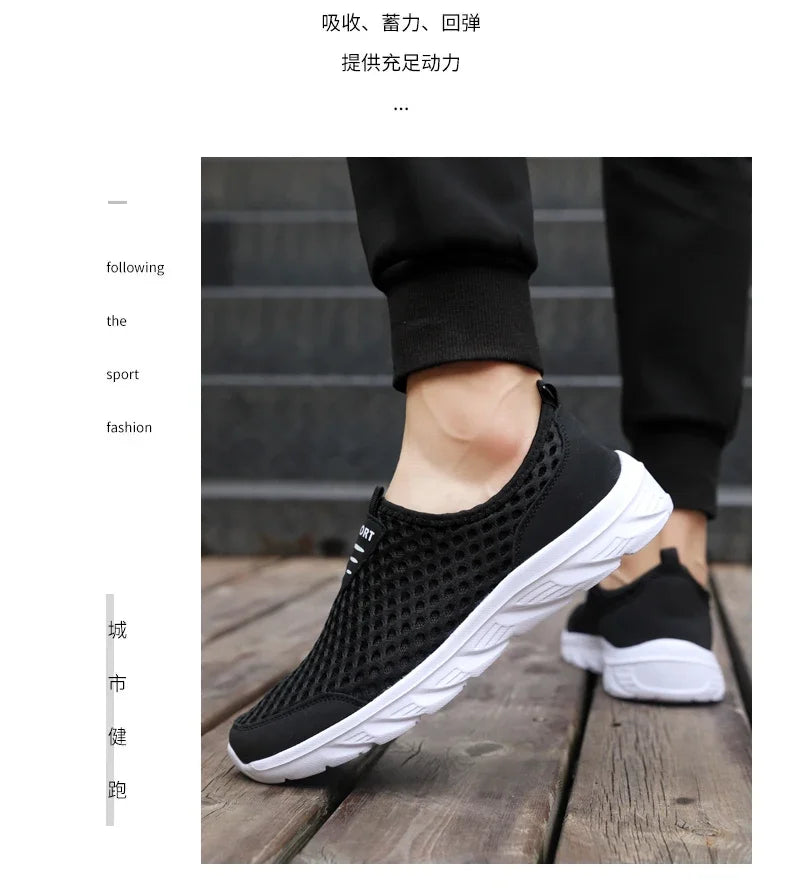 Lightweight Men Casual Shoes Breathable Slip on Male Casual Sneakers Anti-slip Men's Flats Outdoor Walking Shoes Size 39-46