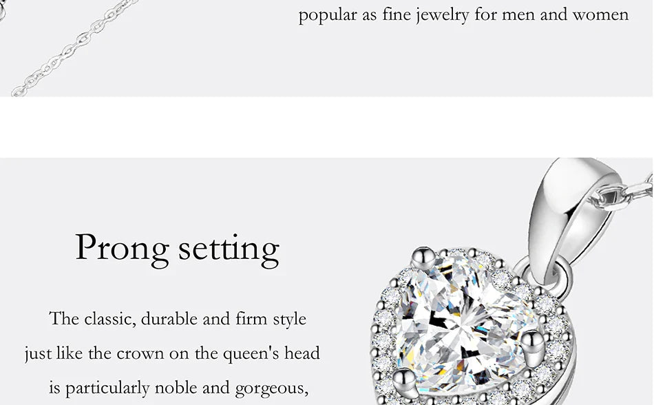1CT Heart Cut Moissanite Necklace for Women S925 Pure Silver Sparkling Diamond Pendant Fashion Jewelry Party Gift