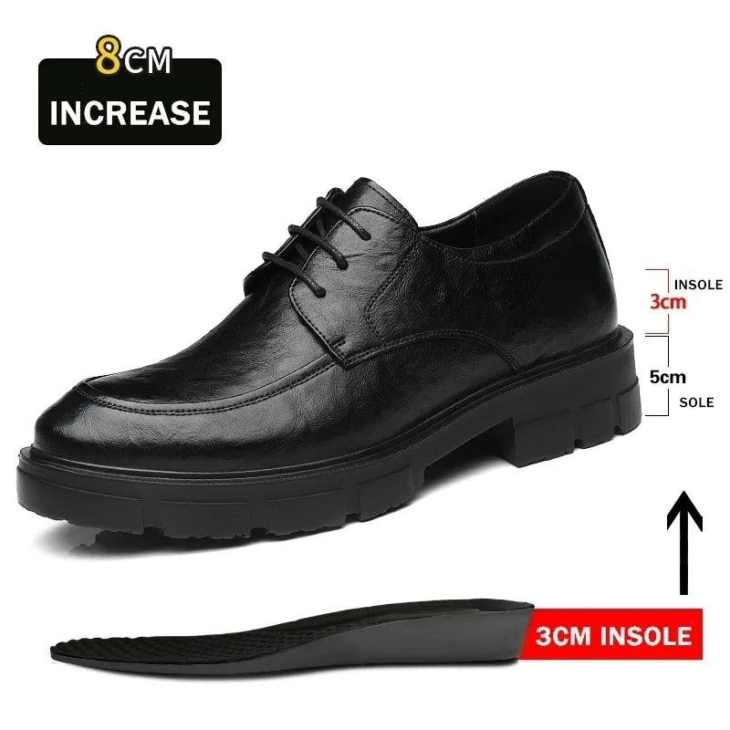 Men Dress Elevator Shoes Platform Breathable Lift Casual Business Luxury Genuine Leather Heightening Shoes5/8/10CM Taller Male
