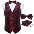 Suit Vest for Men Wedding Party Silk Waistcoat Bow Tie Handkerchief Cufflinks Tuxedo Gilet Men Clothing Wholesale