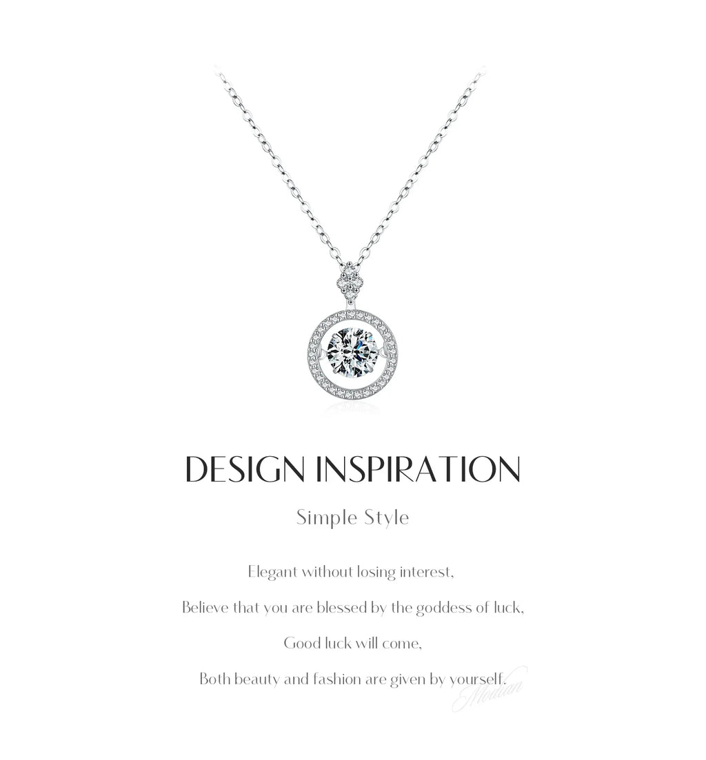 925 Sterling Silver Sparkling Luxury Pendant Necklace Link Chain Movable Zirconia Wedding Engagement Jewelry For Women
