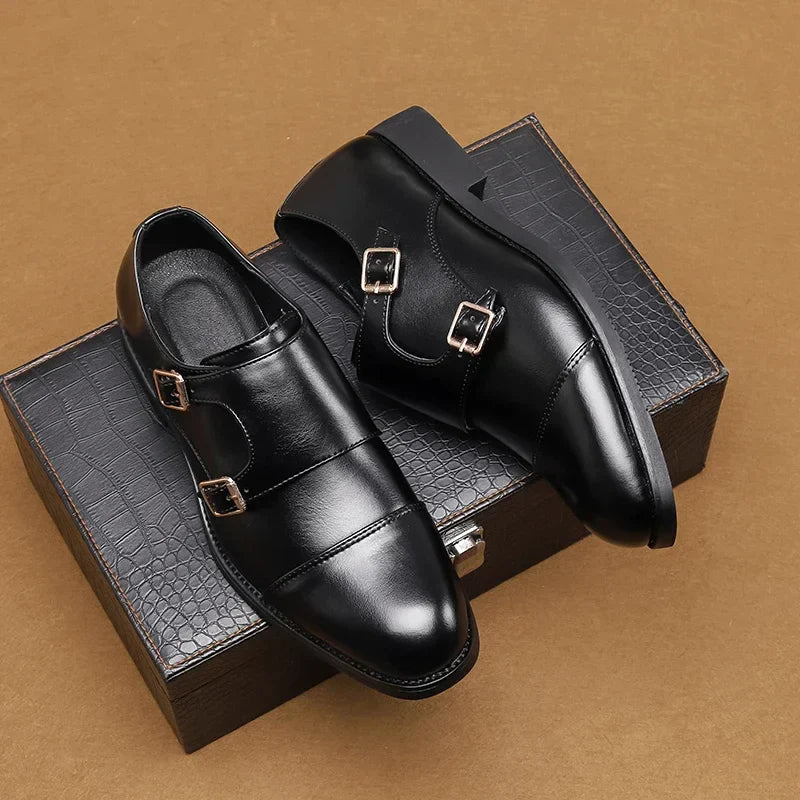 Men leather brogue oxford shoes vintage carved handmade round toe casual formal footwear