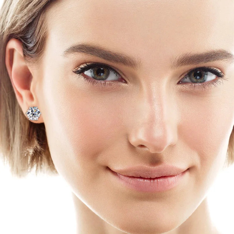 Sparkling Real 0.1-3CT D Color Moissanite Stud Earrings For Women Girls S925 Silver Plated 18K Diamond Earring Ear Studs