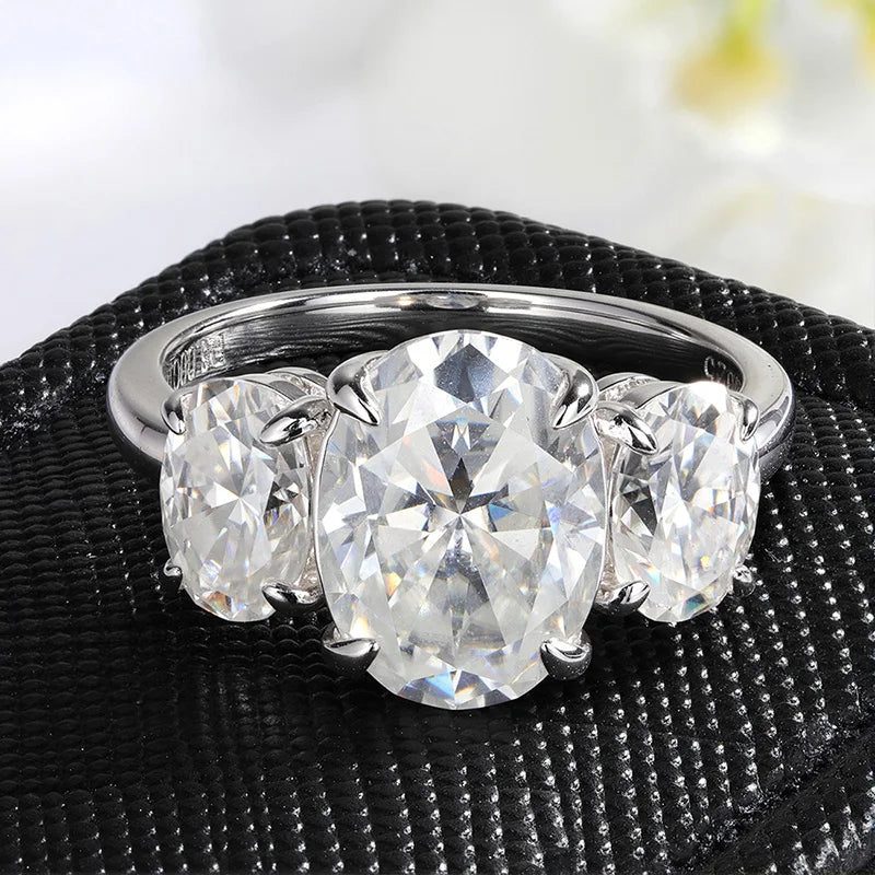 Certified 2CT 4CT Oval Cut All Moissanite Rings for Women Bride Wedding Bands Lab Diamond Gift 100% 925 Sterling Silver