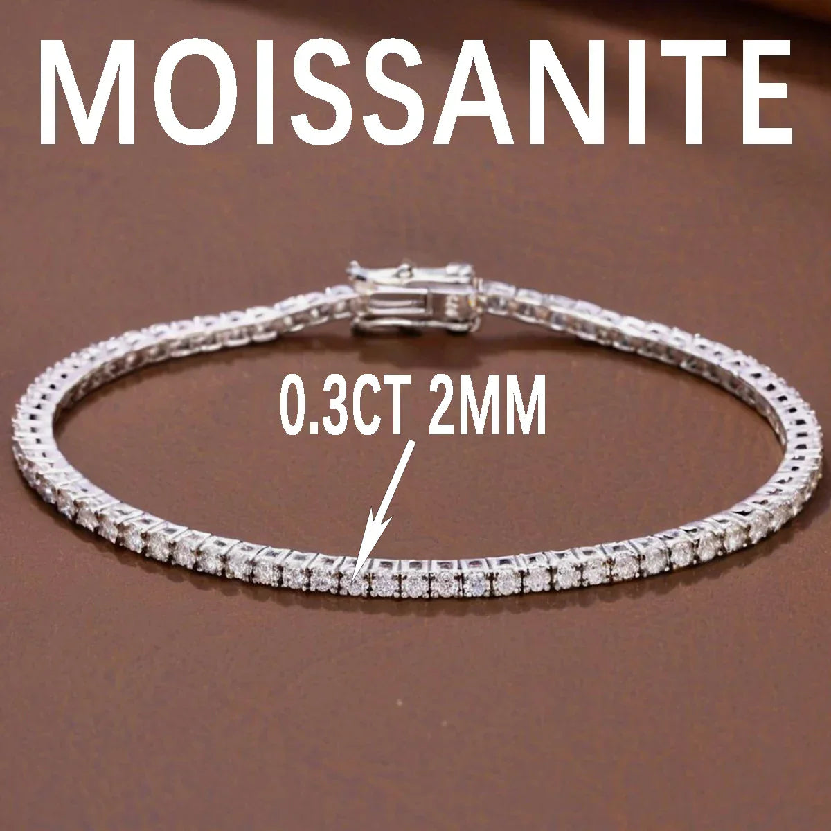 ‌Genuine S925 Sterling Silver 0.03ct (2mm) Moissanite Tennis Bracelet for Women, Sparkling Luxury for Formal & Daily Occasions
