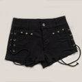 Summer Y2K Black Gothic Denim Shorts Women Skinny Creativity Lace-up Popular Streetwear Daily Personality Students Holiday Jeans