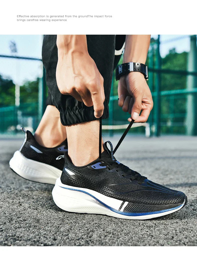 Fashion men's and women's sports running shoes casual breathable mesh surface carbon plate support wear-resistant rubber outsole