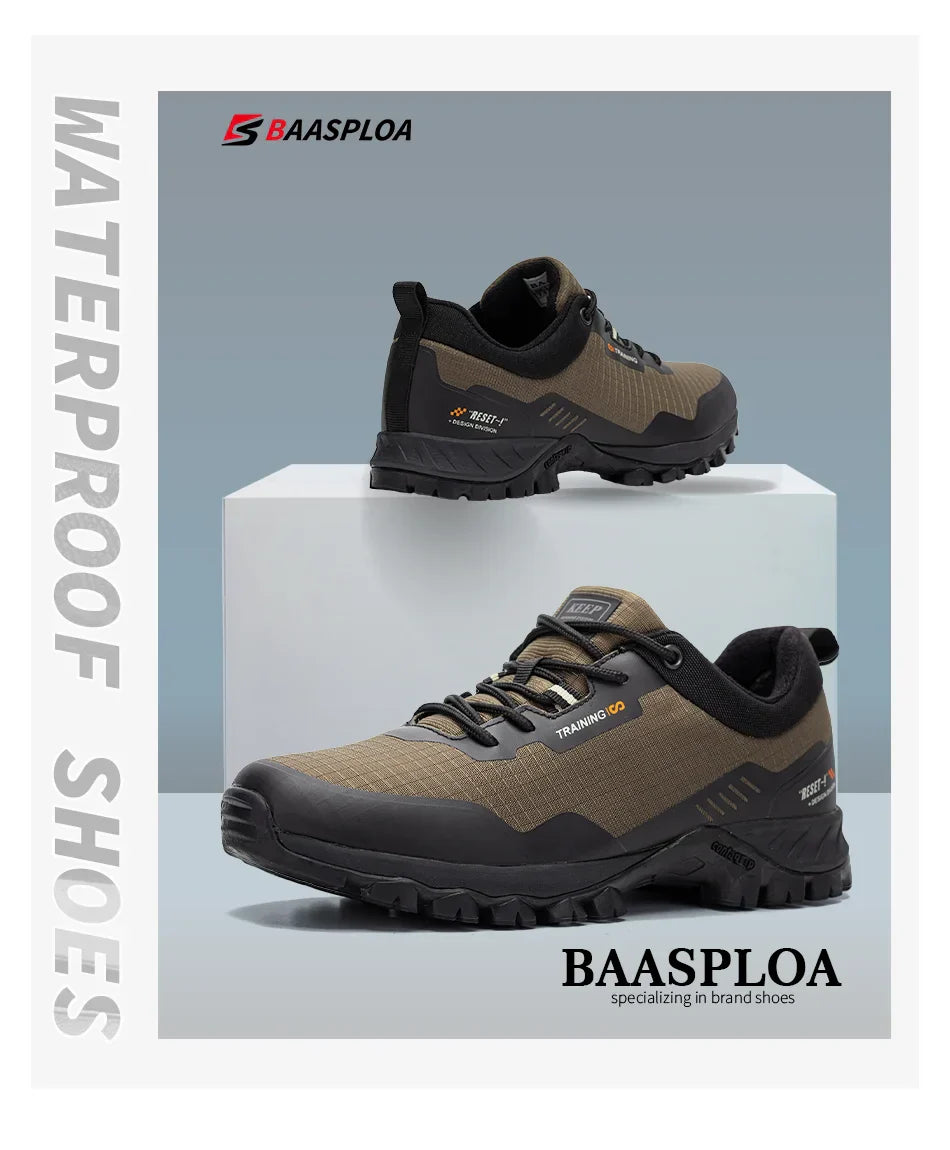 Men New Hiking Shoes Outdoor Waterproof Wear Resistant Non Slip Sneakers Male Casual Lightweight Lace-Up Walking Shoes
