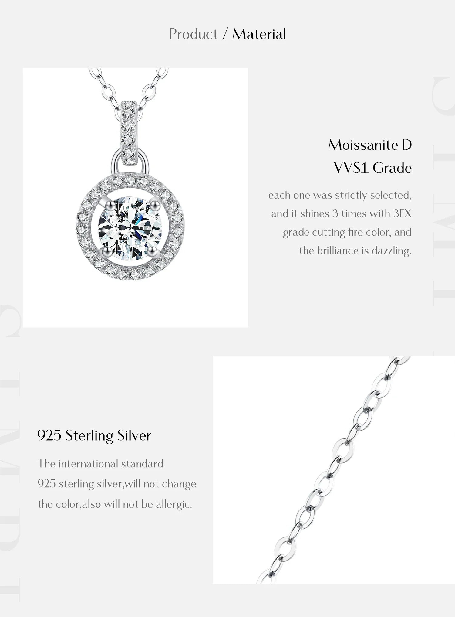 1 Carat D color Moissanite Pendant Necklace For Women 925 Sterling Silver Wedding Bridal Fine Jewelry With Certificate