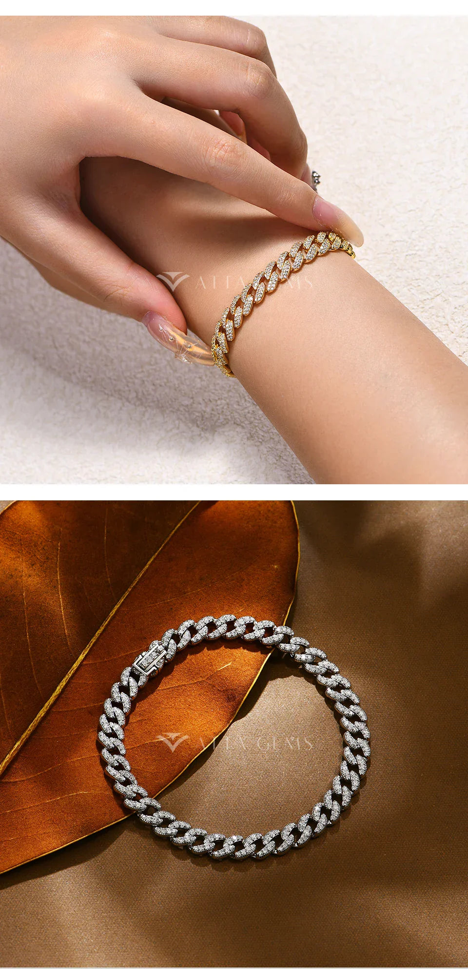 S925 Silver Moissanite Cuba Chain for Man Women 18K Gold Plated Full D VVS1 Color Tennis Bracelets Top Quality Jewelry