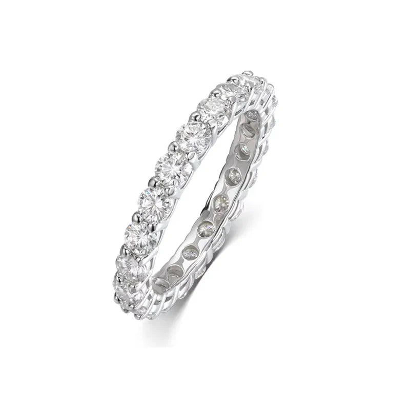 3/3.5/5mm Rose Gold Color All Moissanite Rings for Women Sparkling Wedding Ring 925 Sterling Silver Classic Jewelry Bands